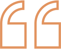 Stylized orange quotation marks on black background.